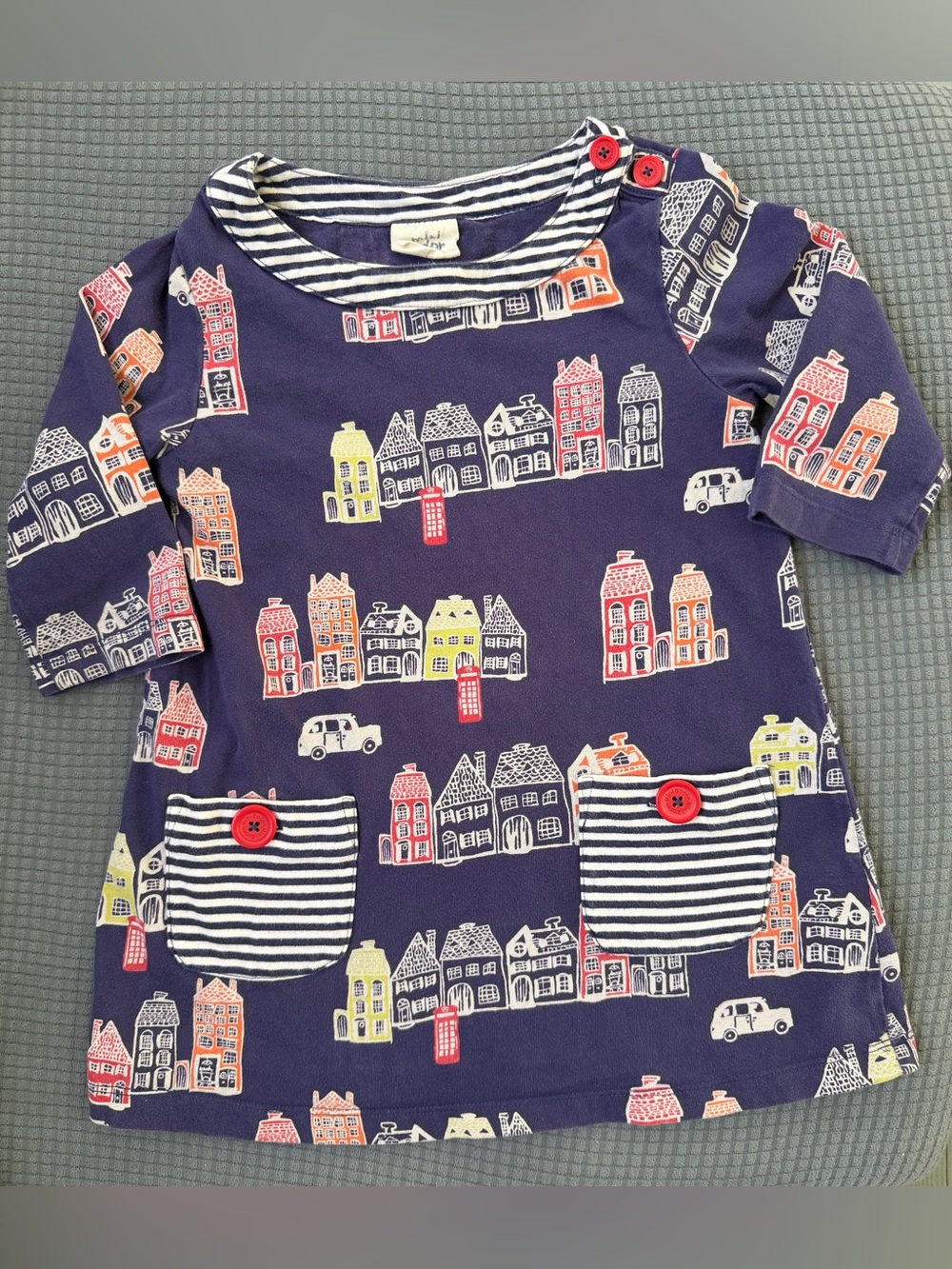 Mini Boden Houses Print Long-Sleeve Tunic Top Girls 6 7